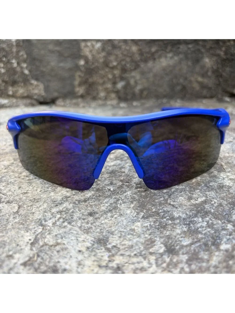 Blue Wrap Around Sport Sunglasses UV Shield Running Cycling Eyewear Speed Dealer